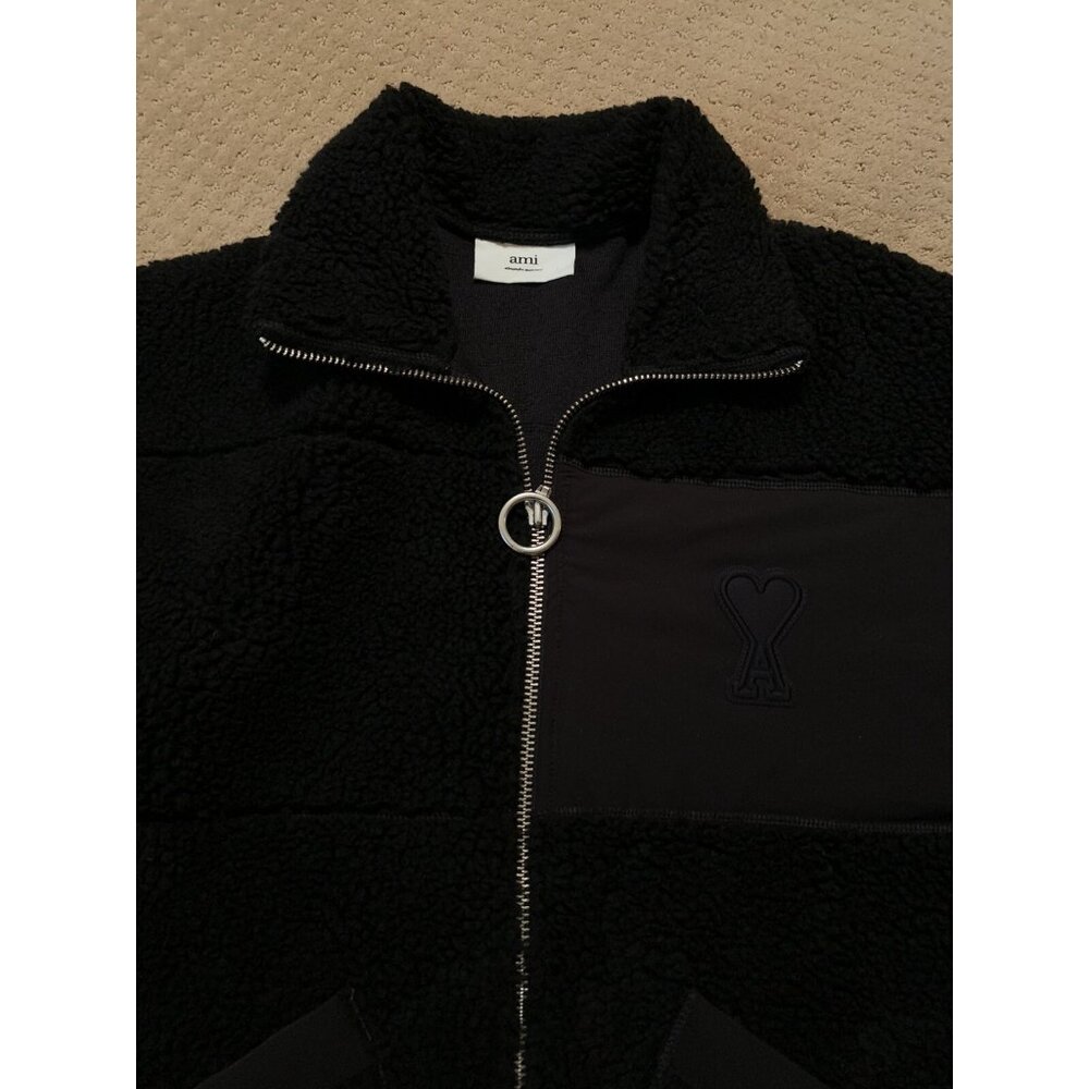 AMI Paris Alexandre Mattiussi Ami De Coeur Heart Fleece Jacket Black XXL - Picture 4 of 11